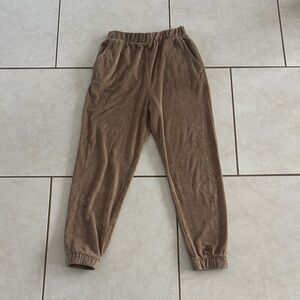 Cozy Velour Women’s Brown Jogger Pants Sweatpants High Rise